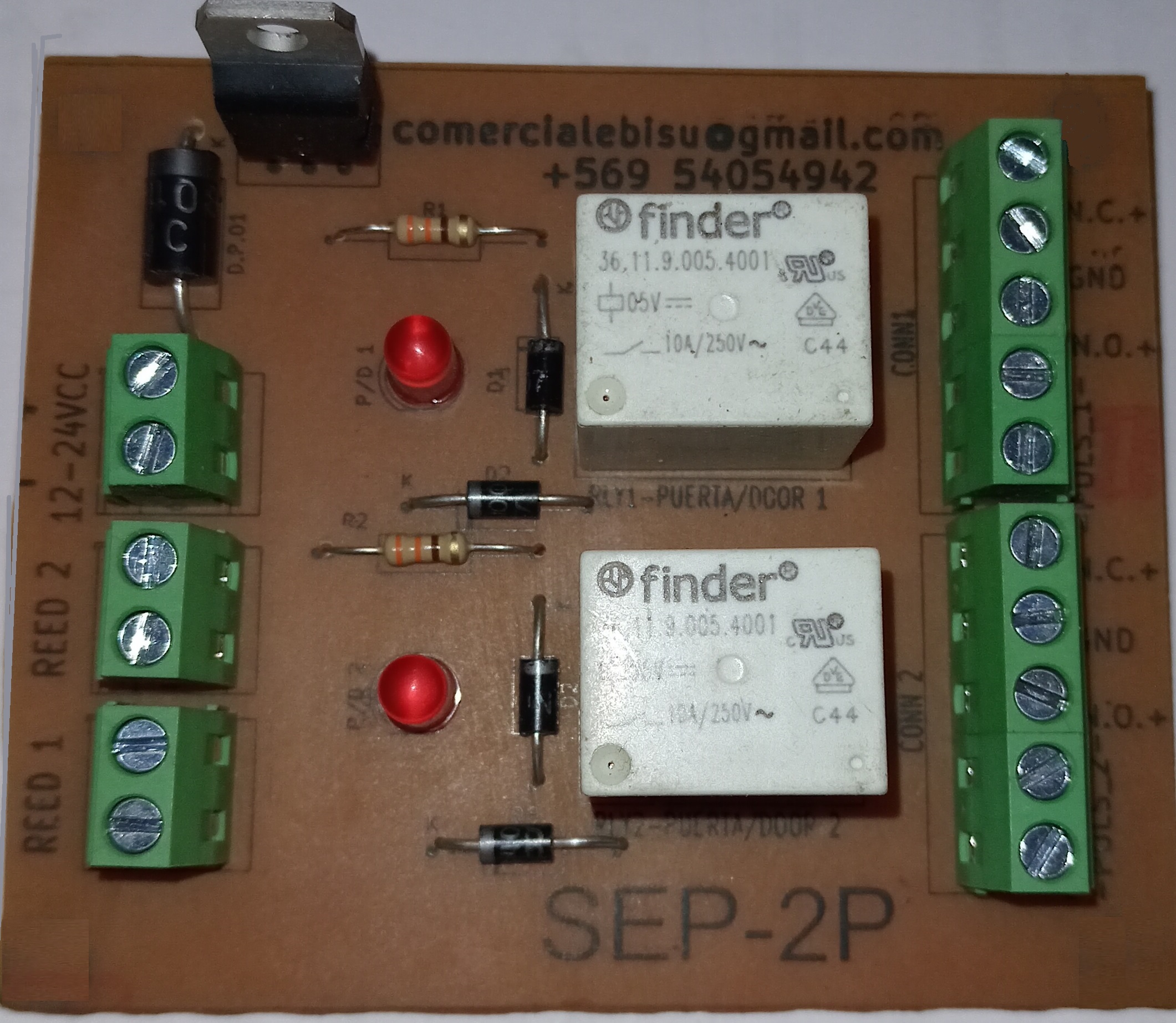 Tarjeta de Esclusa de 2 Puertas para controladores de acceso o manejo manual.